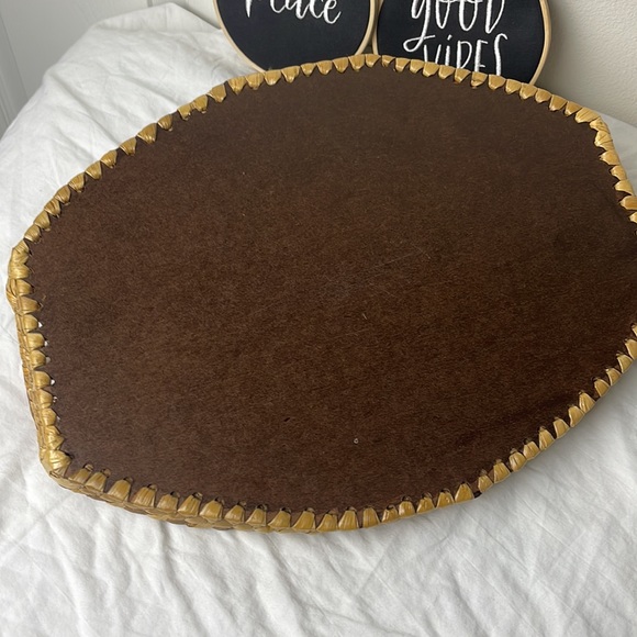 Vintage Woven Raffia Rattan Geo Holiday Handle Serving Home Decor 11 x 16 Tray - Picture 4 of 15